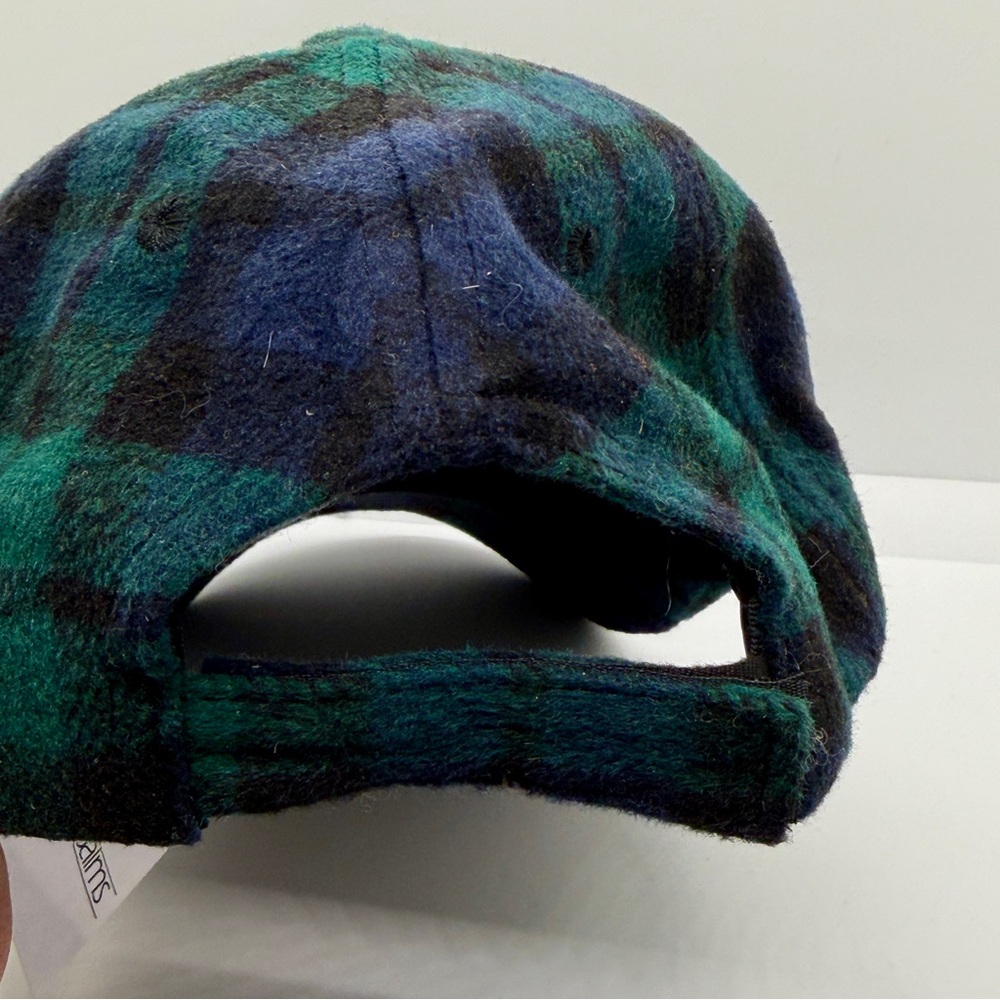 Plaid Green and Blue Women's Hat with Snowflake Design - Picture 7 of 11